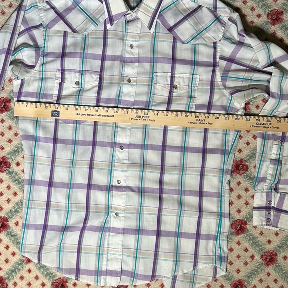 Vintage Wrangler long sleeve pearl snap button down western shirt. - Picture 9 of 11